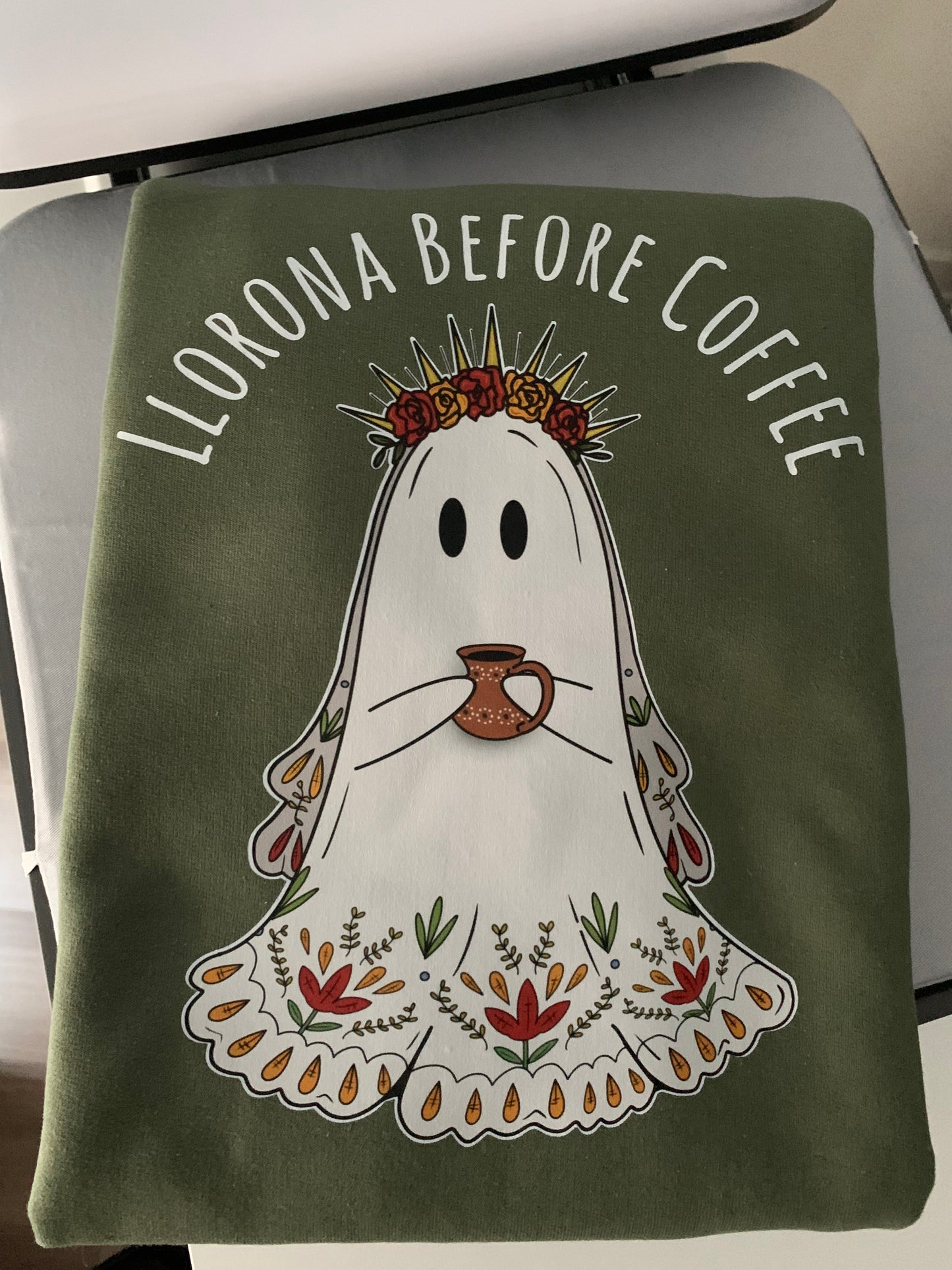 Llorona Before Coffee Crewneck Sweater