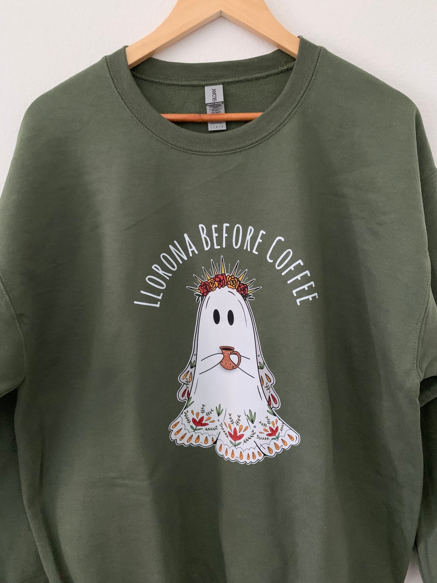 Llorona Before Coffee Crewneck Sweater