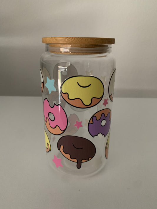 Yummy Donuts 16 oz Glass Cup