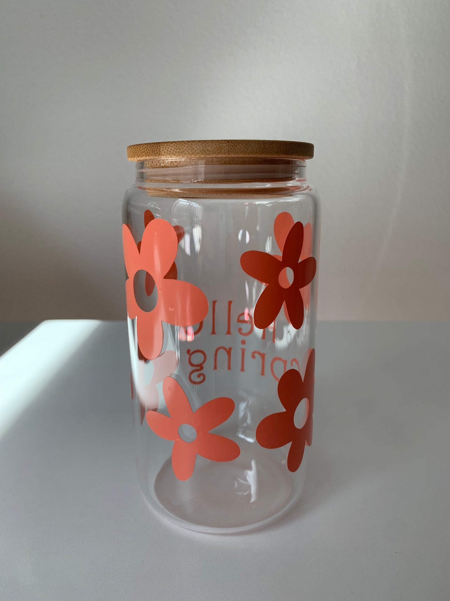 Hello Spring w/ Daisies 16 oz Glass Cup