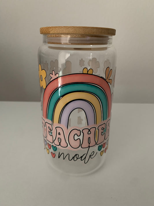 Teacher Mode 16 oz Glass Cup