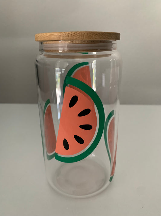 Watermelon 16 oz Glass Jar